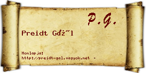 Preidt Gál névjegykártya